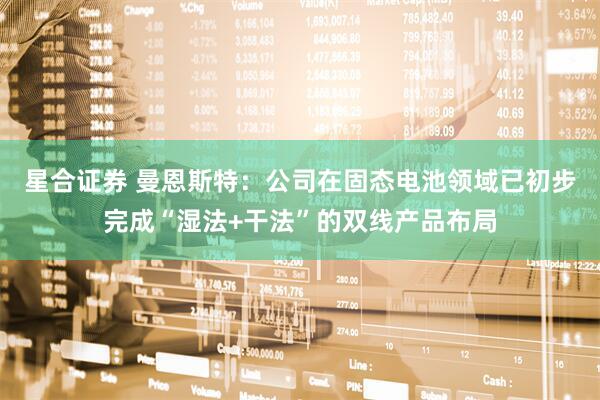 星合证券 曼恩斯特：公司在固态电池领域已初步完成“湿法+干法”的双线产品布局
