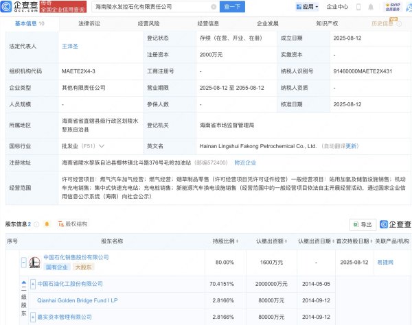 凤凰策略 中国石化等投资成立新公司，含充电桩销售业务